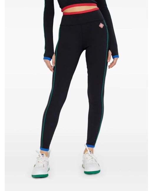 Casablanca Blue Logo-Patch Leggings