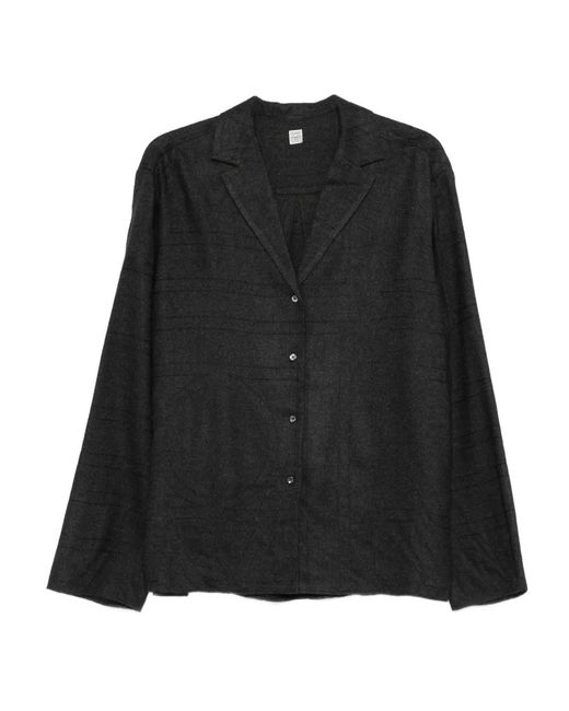 Totême Black Monogram-Pattern Flannel Shirt