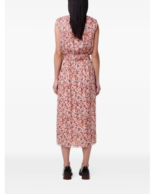 Another Tomorrow Pink Gathered-Detail Asymmetric Dress