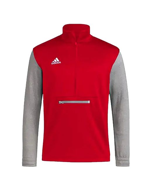 Adidas Red Logo-Print Quarter-Zip Jacket for men