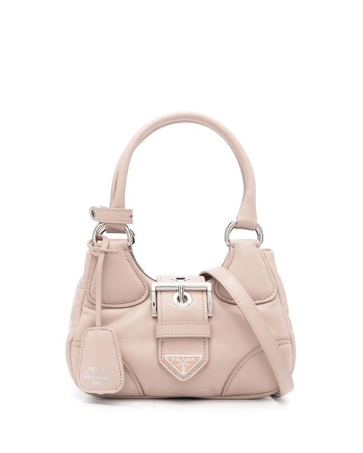 Prada Pink Triangle-Logo Tote Bag