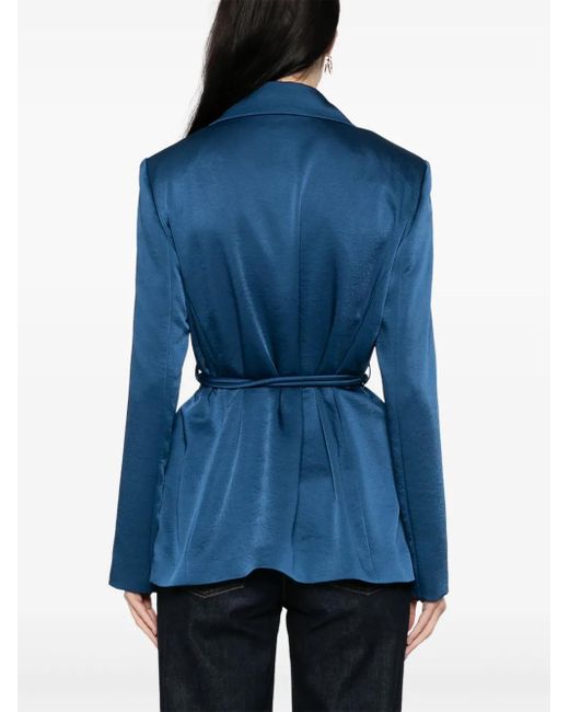 Liu Jo Blue Tailored Jacket With Belted Waist And Classic Lapel