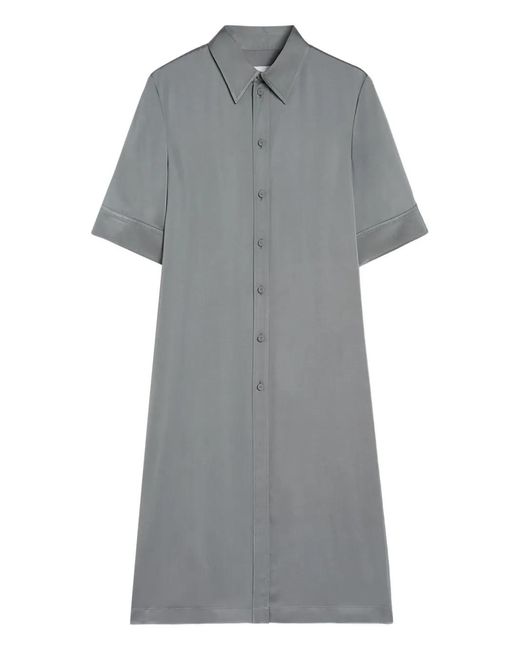 Jil Sander Gray Button Gathering Shirt