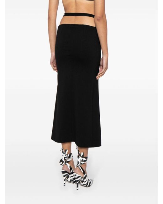 The Attico Black Midi Skirt With Cut-out