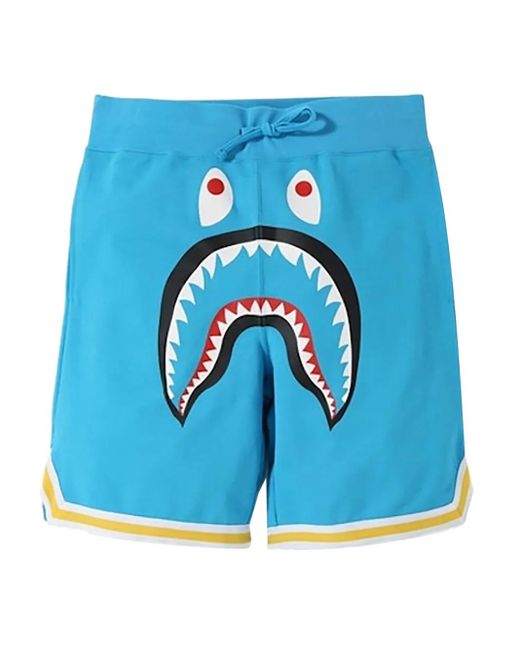 A Bathing Ape Blue Shark Basketball Sweatshort for men