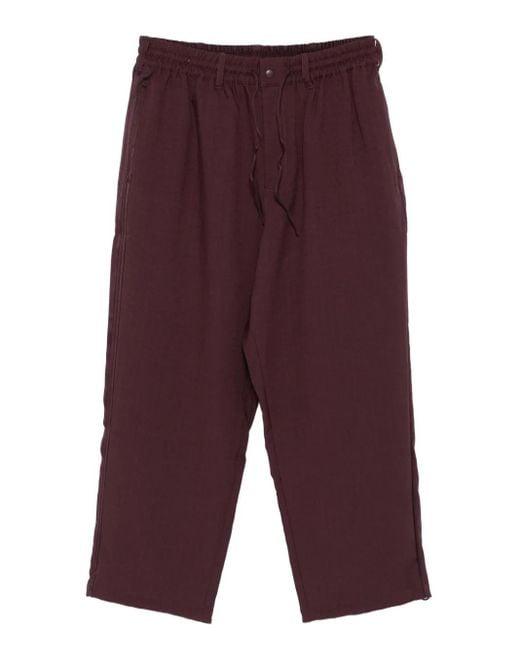 Y-3 Purple Drawstring-Waist Cotton Trousers for men