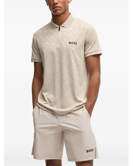 Boss Natural Polo À Motif Monogrammé for men