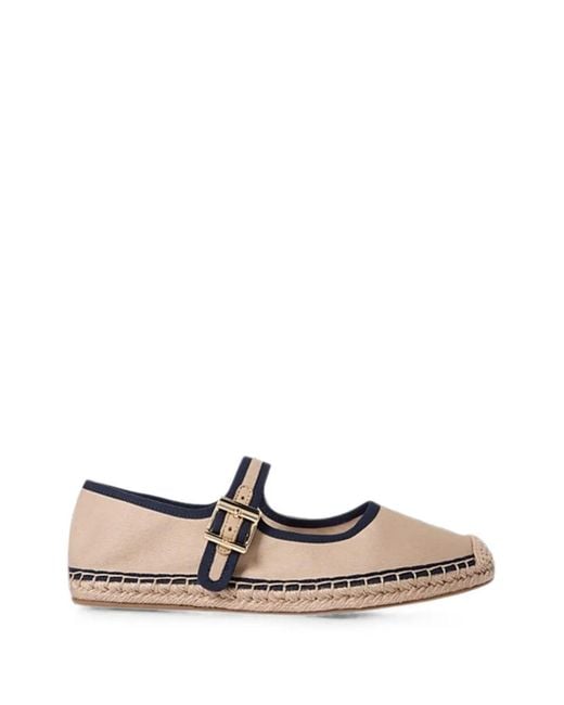 Tommy Hilfiger White Buckle-Fastening Espadrille Ballet Flats