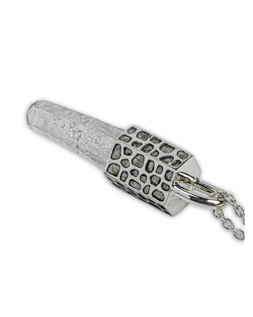 Parts Of 4 Metallic Talisman Halskette aus Sterlingsilber mit Quarz und Diamant