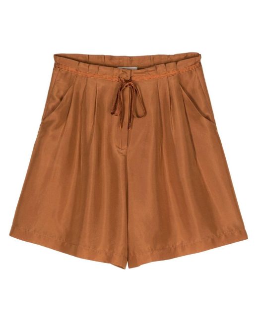 Forte Forte Brown Drawstring-waist Silk Shorts