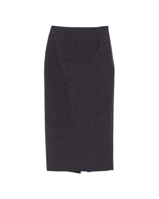 Mugler Blue Rear-Slit Midi Skirt