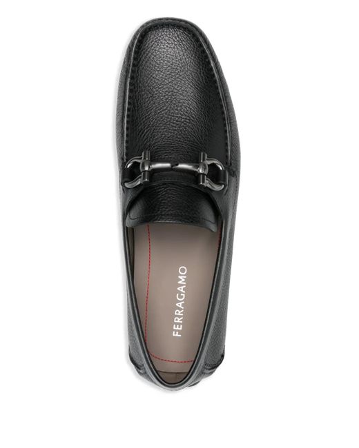 Ferragamo Black Gancini Leather Drivers for men
