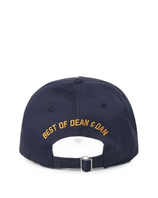 DSquared² Blue D2 Logo-Patch Baseball Cap for men