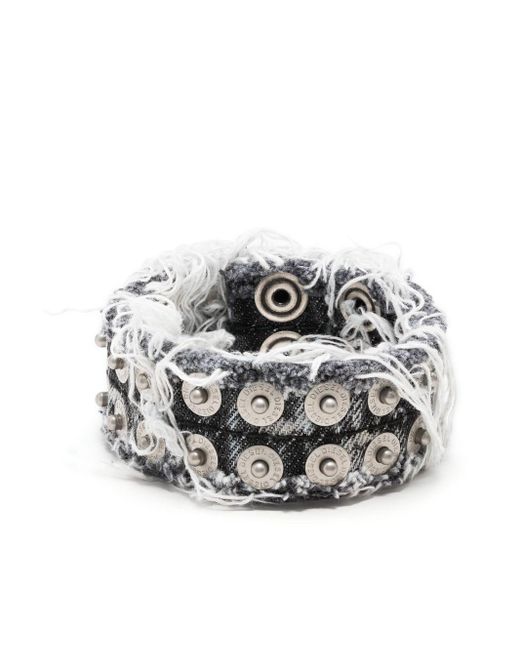 DIESEL Gray Distressed Cuff Bracelet for men