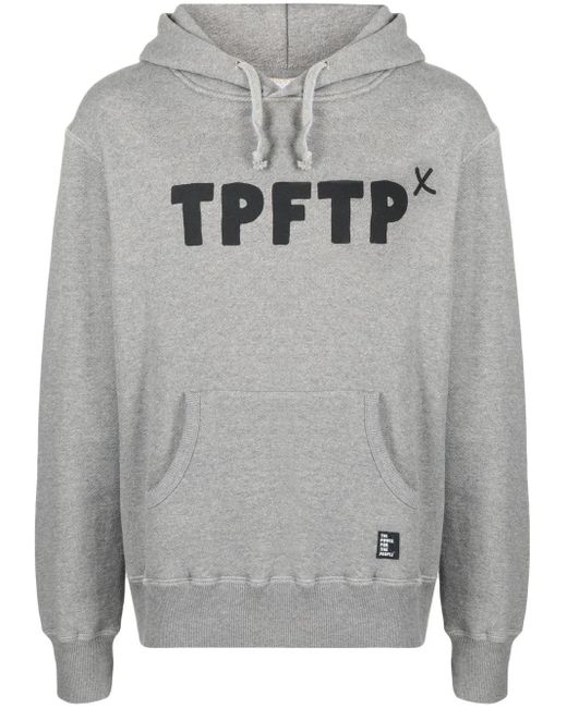The Power for the People Gray Logo Print Drawstring Hoodie for men