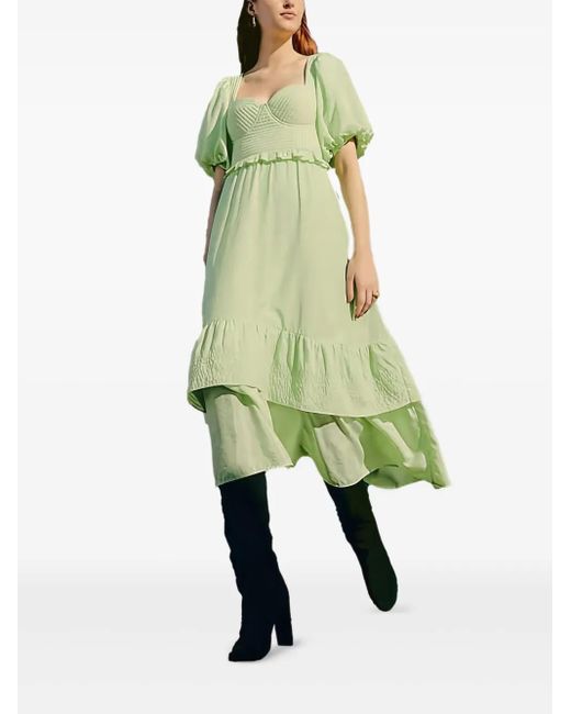 FARM Rio Puffed Short-Sleeve Midi Dress in Green | Lyst FARM Rio Puffed Short-Sleeve Midi Dress in Green | Lyst