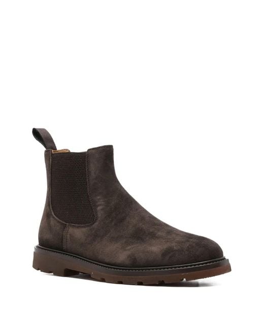 Henderson Brown Elasticated-Panel Boots for men