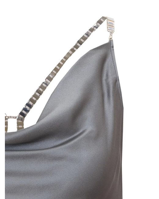 Patrizia Pepe Gray Silk Top With Jewel Detail
