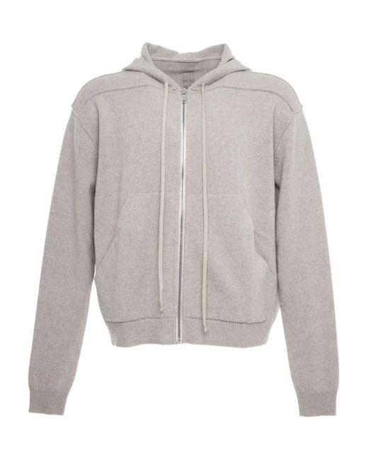 Rick Owens White Zip-Up Hoodie for men