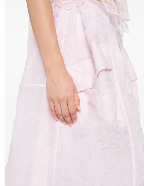 CECILIE BAHNSEN Pink Papillon Matelassé Maxi Skirt