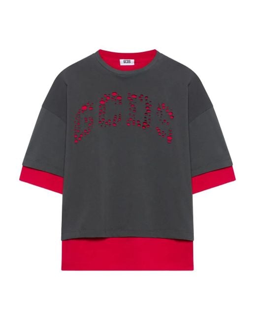 T-Shirt Con Dettaglio Cut-Out di Gcds in Red