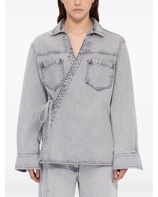 MSGM Gray Patch Pocket Tie Shirt