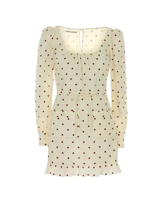 Alessandra Rich White Polka-Dot Ruffled Mini Dress