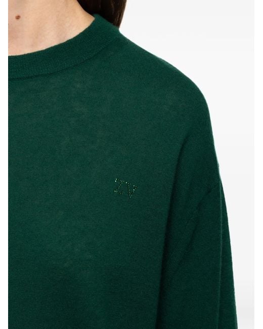 Zadig & Voltaire Green Swyna Logo-Embellished Cashmere Sweater