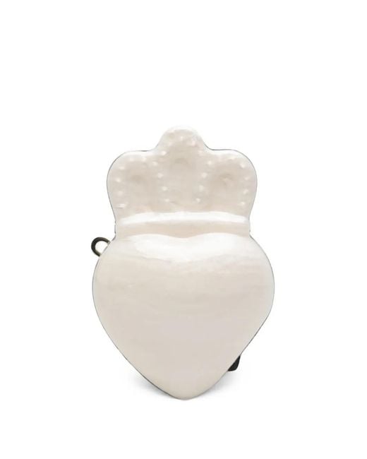 Simone Rocha White Pearl-Embellished Shell-Shaped Cross Body Bag