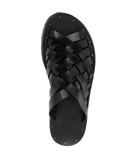 Officine Creative Black Chios 009 Leather Sandals for men