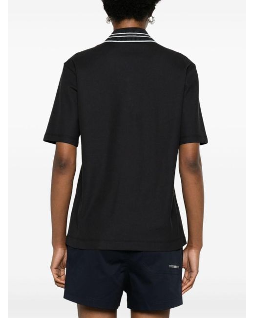 Moncler Black Logo-patch Cotton Polo Shirt