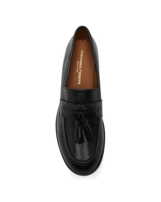 ADRIANNA FERETTI Black Tassel-Strap Loafers