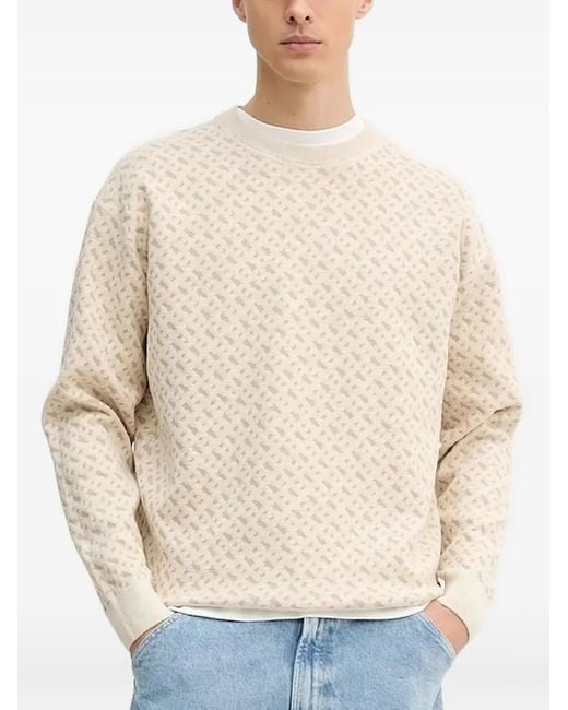 Boss Pullover mit geometrischem Muster in Natural für Herren