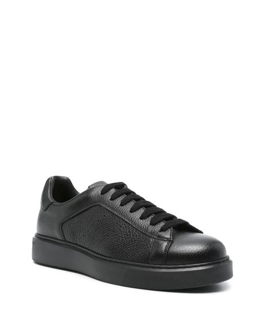 Doucal's Black Grained-Leather Sneakers for men