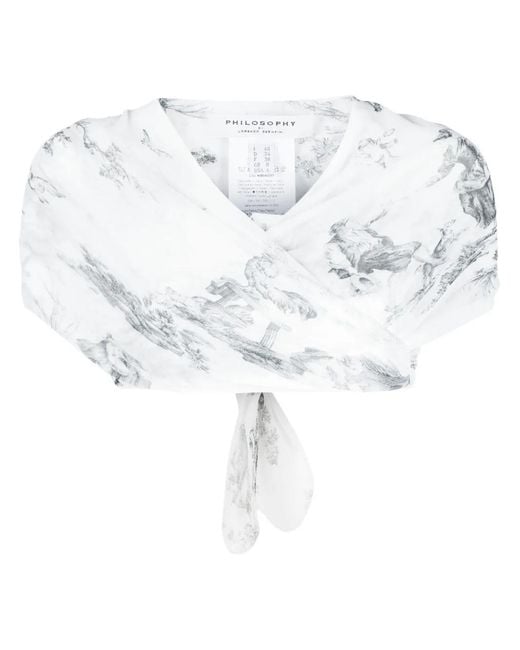 Philosophy Di Lorenzo Serafini White Graphic-print Crop Top