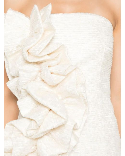 ROTATE BIRGER CHRISTENSEN Natural Lace Ruffle Mini Dress