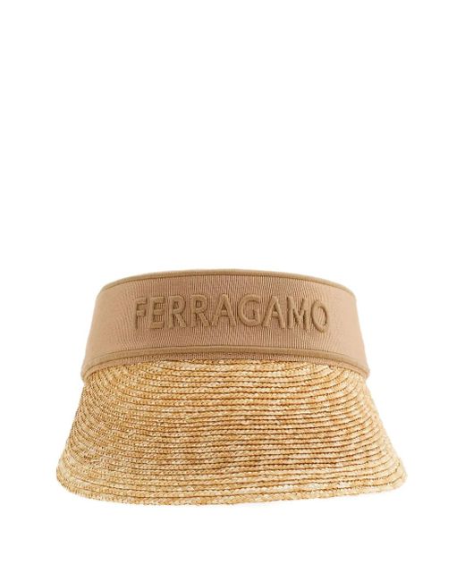 Ferragamo Natural Logo-Embroidered Visor