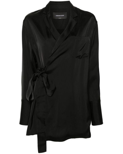 Open-front satin blazer di Fabiana Filippi in Black