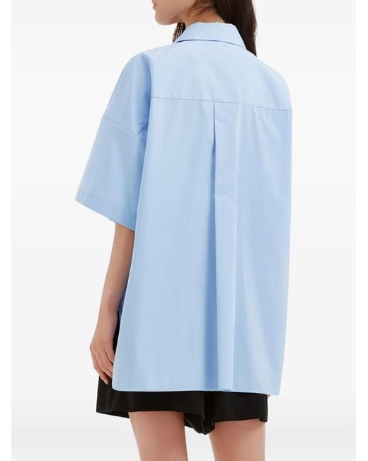 Enfold Blue Short-Sleeved Box-Pleat Shirt