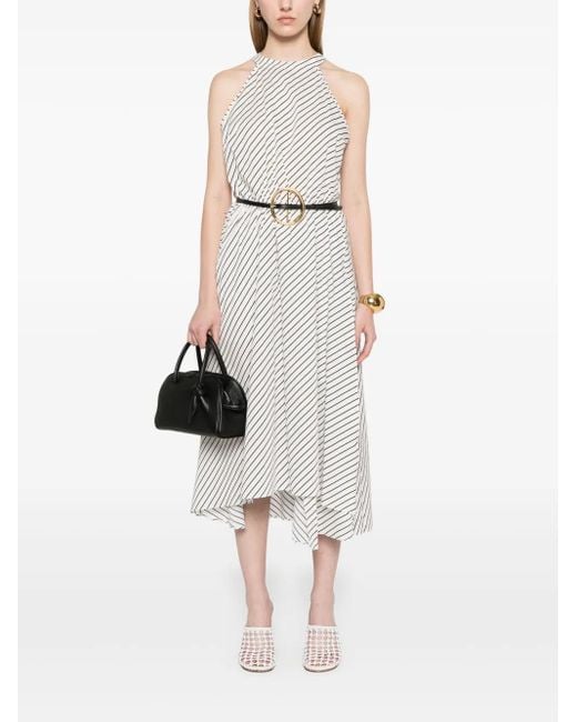 Liu Jo White Striped Poplin Midi Dress