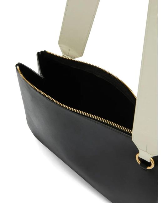 Jil Sander White Link Lg Logo-Strap Leather Crossbody Bag