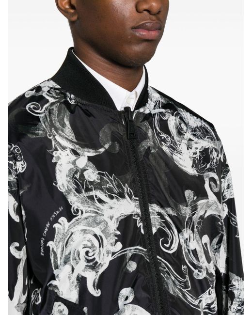 Versace Black Barocco-print Reversible Jacket for men