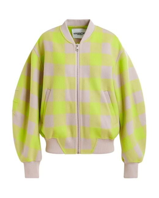 Essentiel Antwerp Green Check-Pattern Cardigan