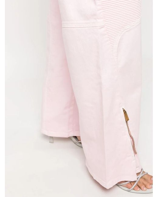 Blumarine Pink Mid-Rise Wide-Leg Jeans