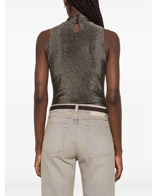 Forte_forte Gray Glitter-Effect High-Neck Body
