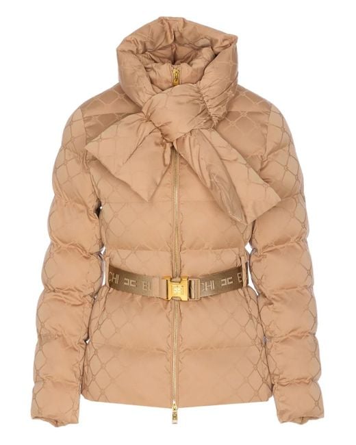 Plumífero con cinturón Elisabetta Franchi de color Natural