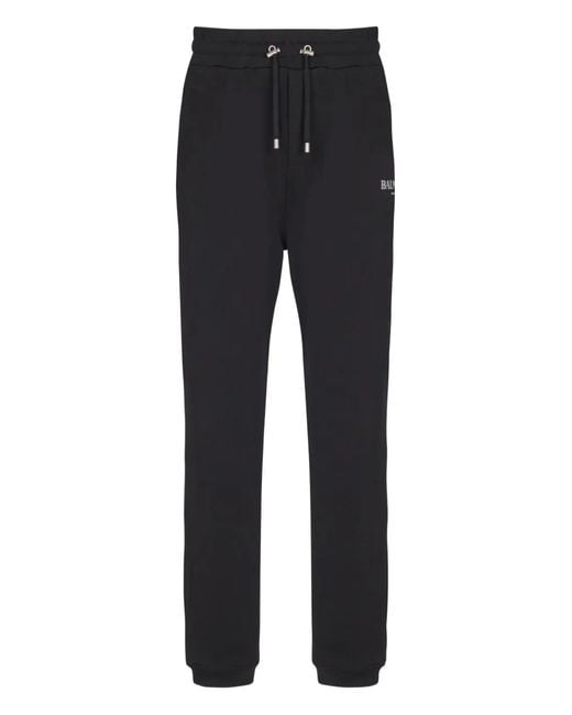 Balmain Black Logo-Print Drawstring Track Pants for men