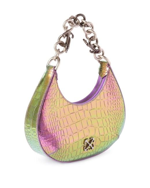 Off-White c/o Virgil Abloh Pink Hemisphere Croco Shoulder Bag