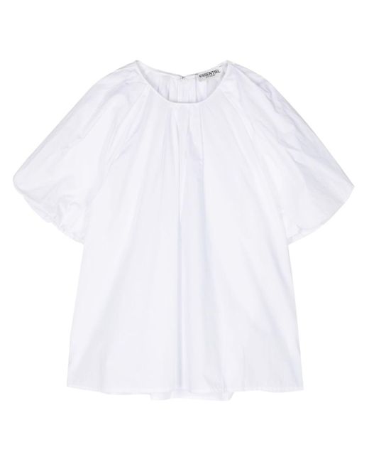 Essentiel Antwerp White Fay Puff-sleeves Cotton Blouse