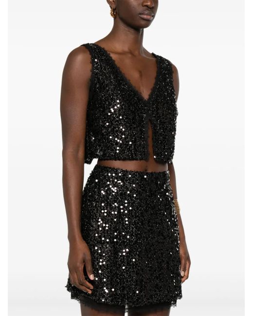 Ermanno Scervino Black Sequinned Top